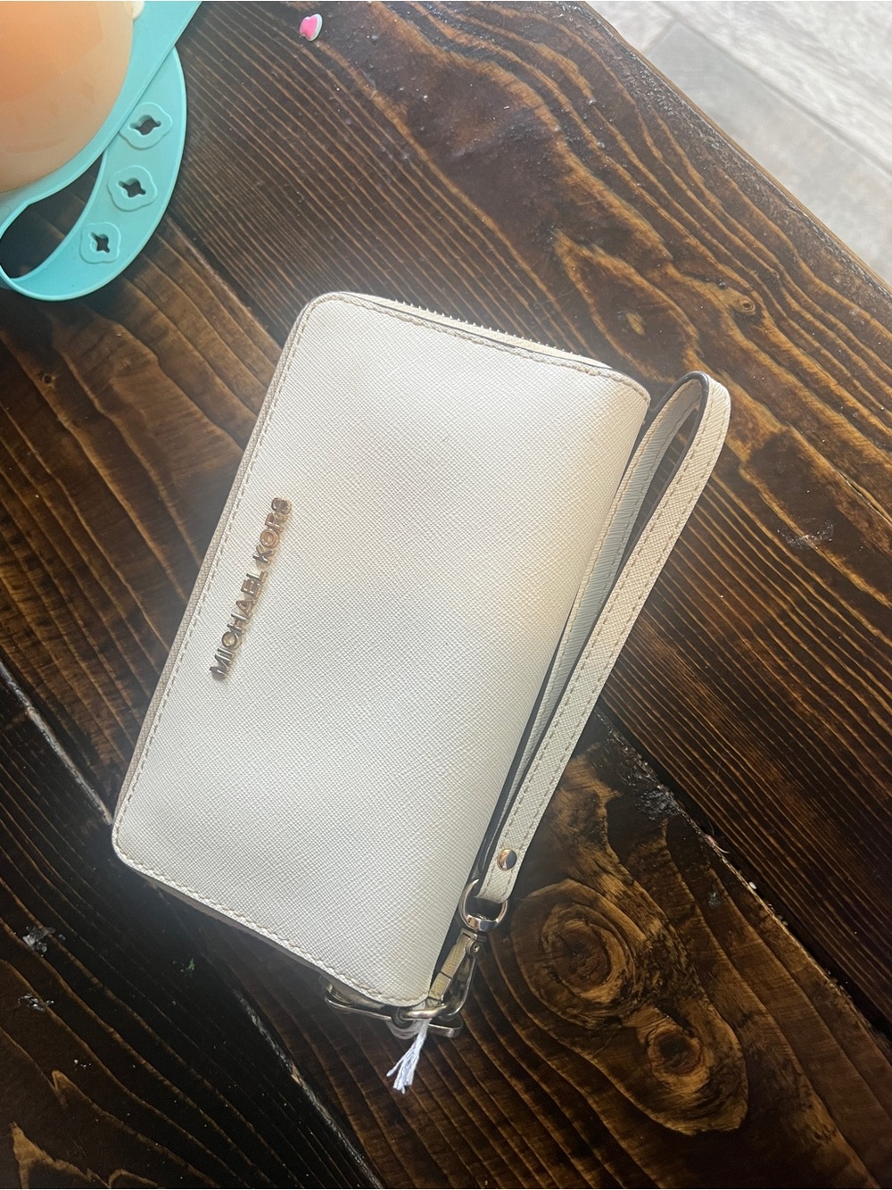 Michael Kors Cream Saffiano Leather Wristlet